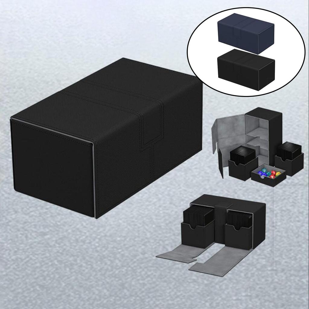 Multifunction PU Card Storage Boxes 3 Compartment Organizer Holder for Football Hockey Game Cards Sport Cards Coupon Supplies