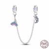Stříbrný Křišťálový Pavé Bezpečnostní Řetízek Pevný Klip Pramen Přívěsek Vhodný pro Ženy Náramek Stříbrné Šperky Párty Narozeninový Dárek
