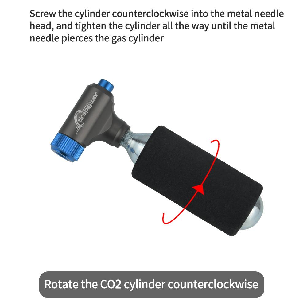 Ctrepower Aluminum Alloy CO2 Bike Tire Inflator Quick Push Button Release Fits Presta & Schrader Valves for Road & Mountain Bike