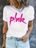 Unisex Roze Creatieve Letter Harajuku Print T-shirt Zomer Korte Mouw Ronde Hals Casual Mode Unisex Kleding