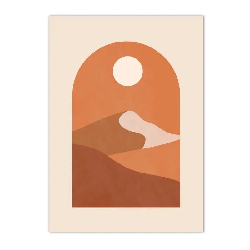 

Абстрактный постер в стиле середины века, Бохо терракотовое полотно с изображением солнца и луны, Скандинавский пейзажный принт, Картины для настенного искусства, Декор для гостиной 21X30cm No Frame