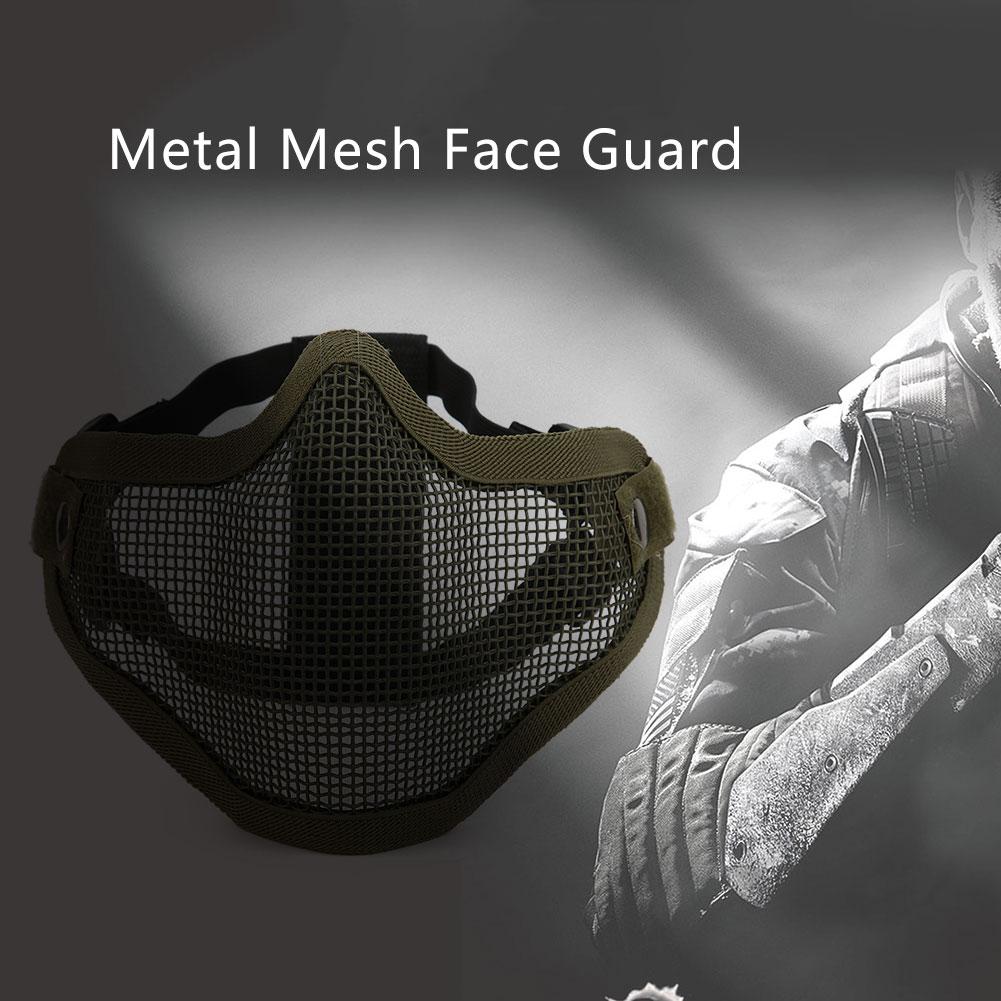 Metal Örgü Yüz Koruyucu Taktik Yarım Kapak Koruyucu Güvenlik Filmi Düz Renk Anti Riot CS(Yeşil )