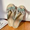 Fashion Slides Open Toe Bow Flip Flops Women's Slippers and Ladies Sandals Outside Shoes on Beach 2024 Flat Pvc 39 Promotion Top Designs