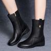 2025 Autumn/Winter Women's Fleece-Lined Wedge Heel Non-Slip Mid-Calf Cotton Martin Boots with Short Height Insole