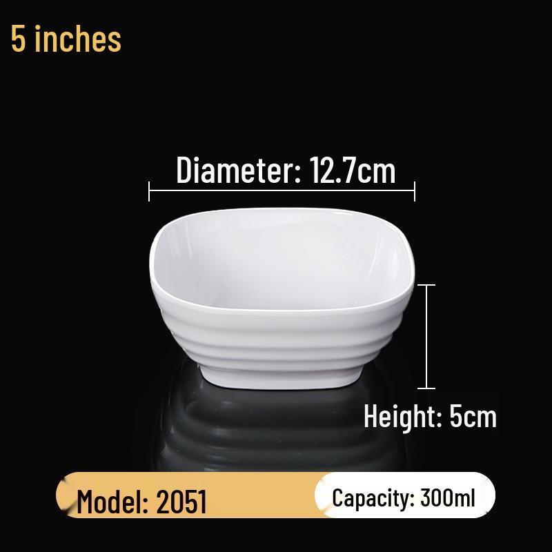 Melaminová sada čtvercových misek: Ideální pro Hot Pot, Omáčky, Rýži, Kaši a Polévku - Pro Komerční a Restauranční Použití.