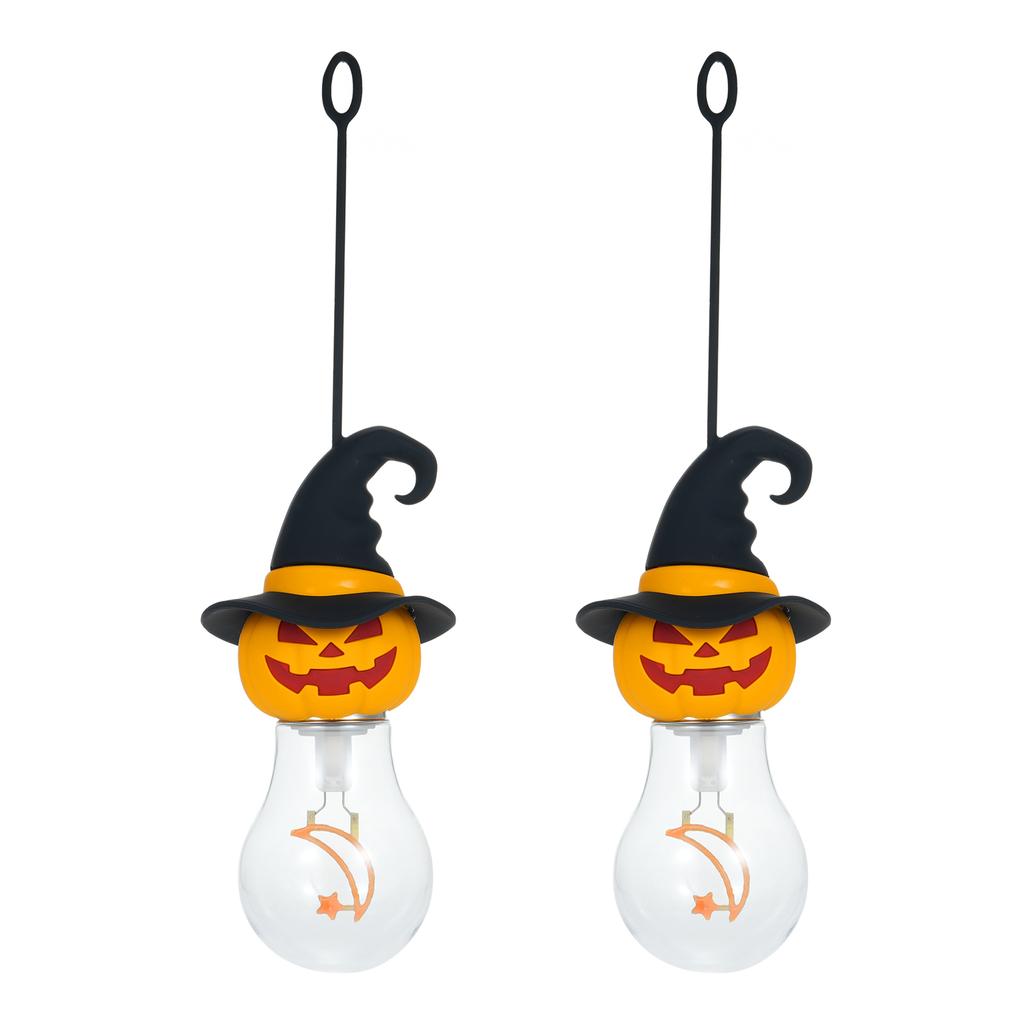Halloween Decorative Light Bulb Rechargeable Light Bulb with Silicone Hanging Rope Pumpkin Head