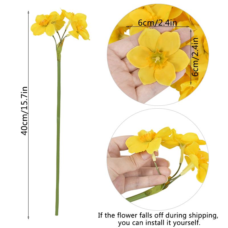 6pcs Artificial Narcissus Flower Bouquet Wedding Festival Party Daffodil Decor Home Garden Room Tabletop Fake Flower Decorations