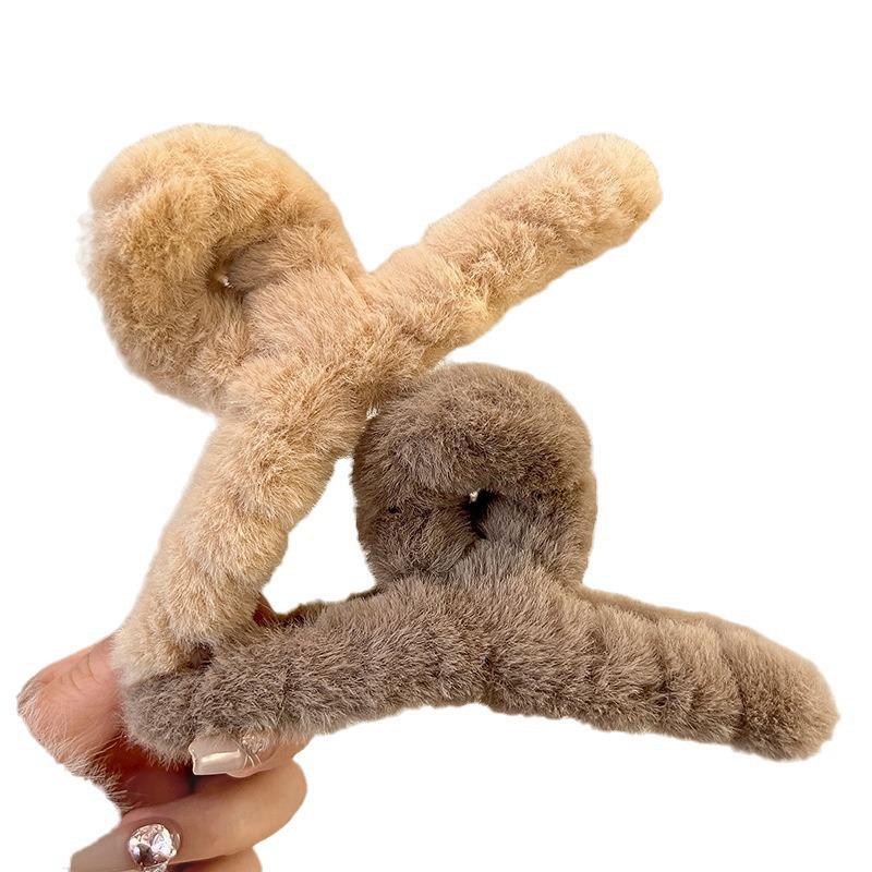 Plush Shark Hair Clip for Women - 2024 Autumn/Winter High-End Updo Accessory