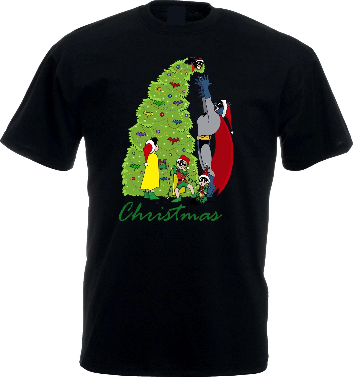 Christmas Superhero 100% Cotton T-shirt Mens Tees Top, Christmas Tree Shirt, Unisex Adults Tee Top L