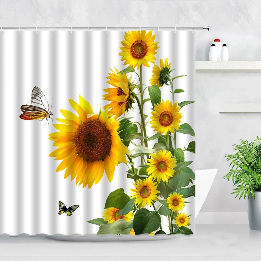Duschvorhang Garten Bunte Blumen Natürliche Landschaft 3D Wasserdichtes Gewebe Badezimmer Vorhänge Badezimmer Zubehör Badezimmer Dekor