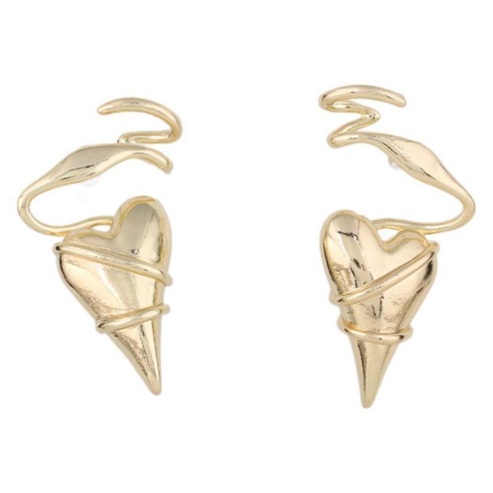 Twined Metal Eardrop Irregular Exaggerated Earrings Temperament Heart Earrings  Party
