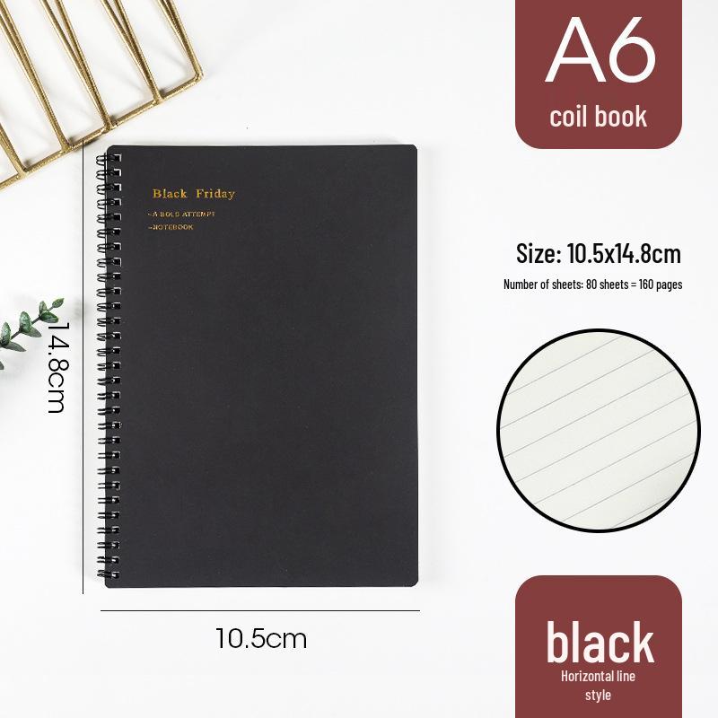 Morandi Coil Notebook with Frosted PP Cover and Horizontal Line Grid for Students