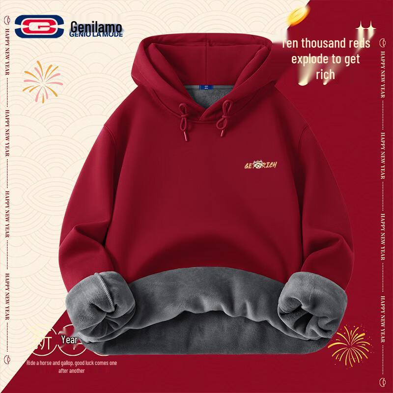 

GENIOLAMODE Unisex Fleece-lined Hooded Sweatshirt S