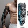 Lion & Wolf Tribal Temporary Tattoo Sleeve - 4 Sheets, Large Full Arm Fake Tattoos for Men & Women, Long-Lasting Black Body Art Stickers