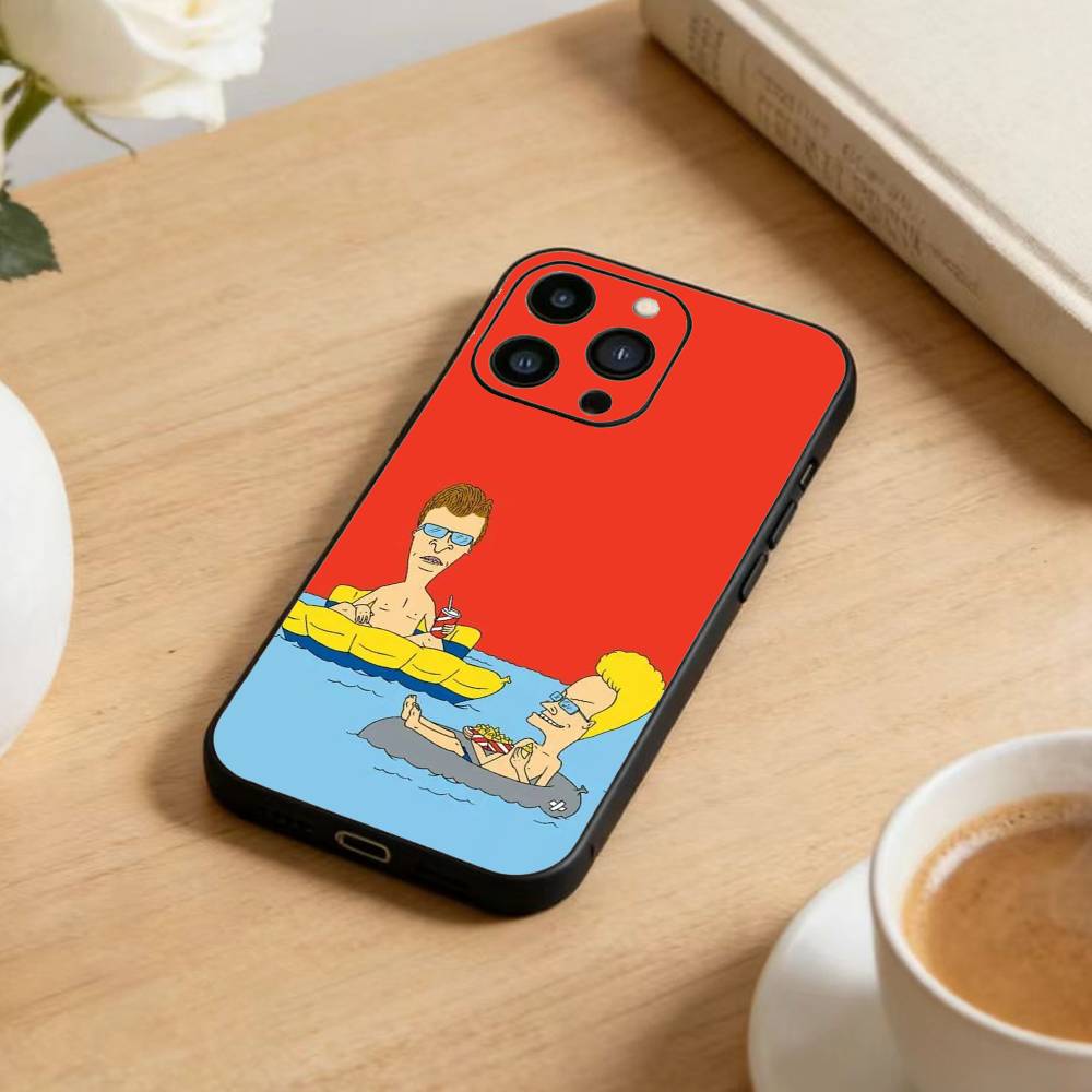 Cartoon B-Beavis And Butt-Head Phone Case For iPhone 16,15,14,13,12,17,Pro Max,Plus Silicone Black Case