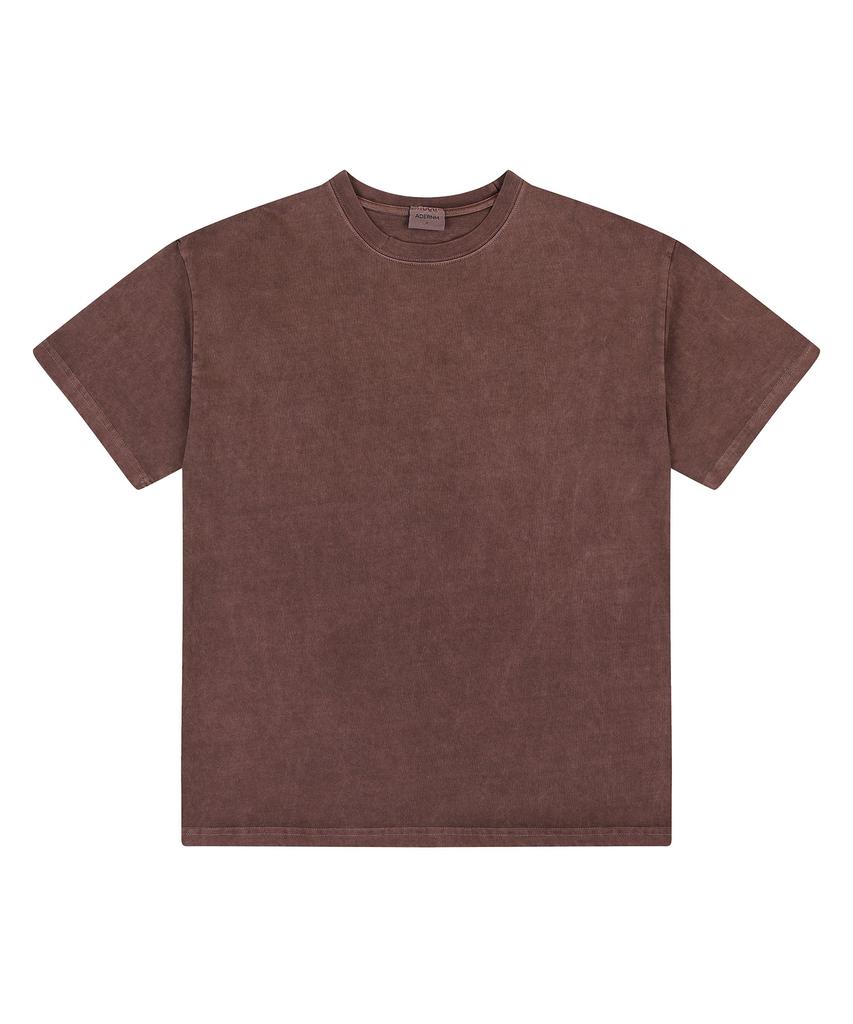 ADERNM Back Cut-Line Oversized Pigment T-Shirts (Brown)