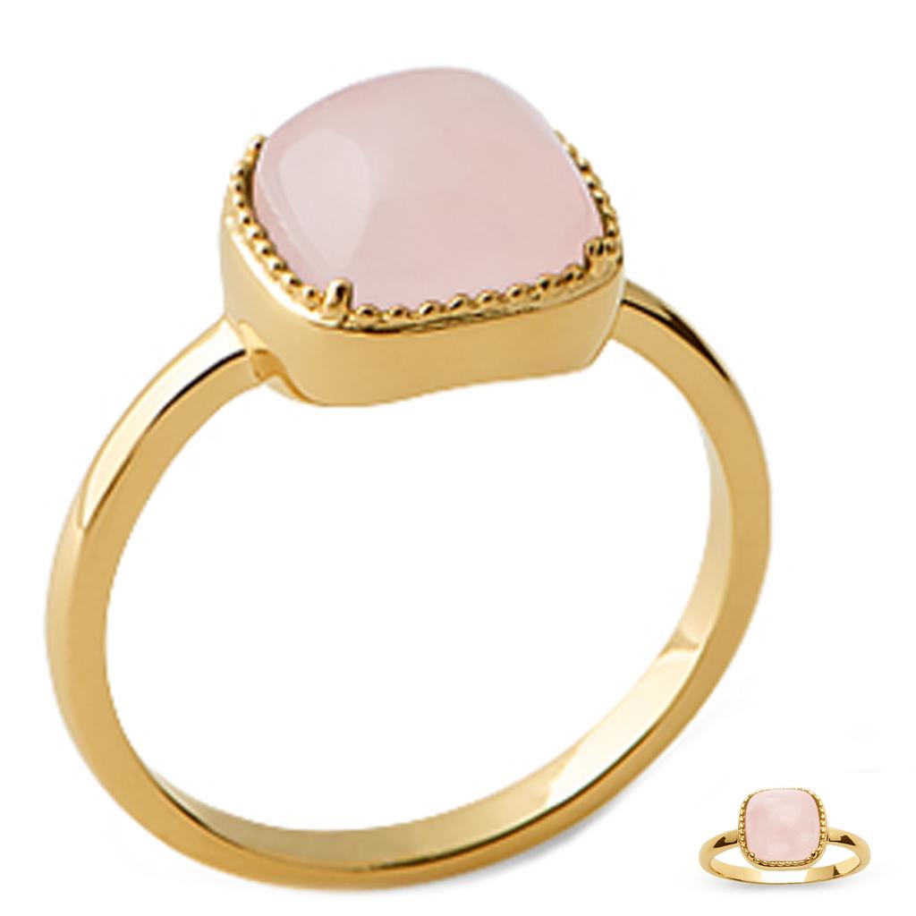 Inel placat cu aur 'Cleopatra' cuart roz auriu - 10x10 mm