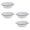 4 Pcs Food Containers Enamel Bowl Home Soup Practical Enamelware Wash Basin Simple White Creative Miss