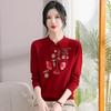New Chinese Style Autumn and Winter Thick Sweater New Style Cheongsam Collar Knitted Shirt Chinese Style Base Shirt