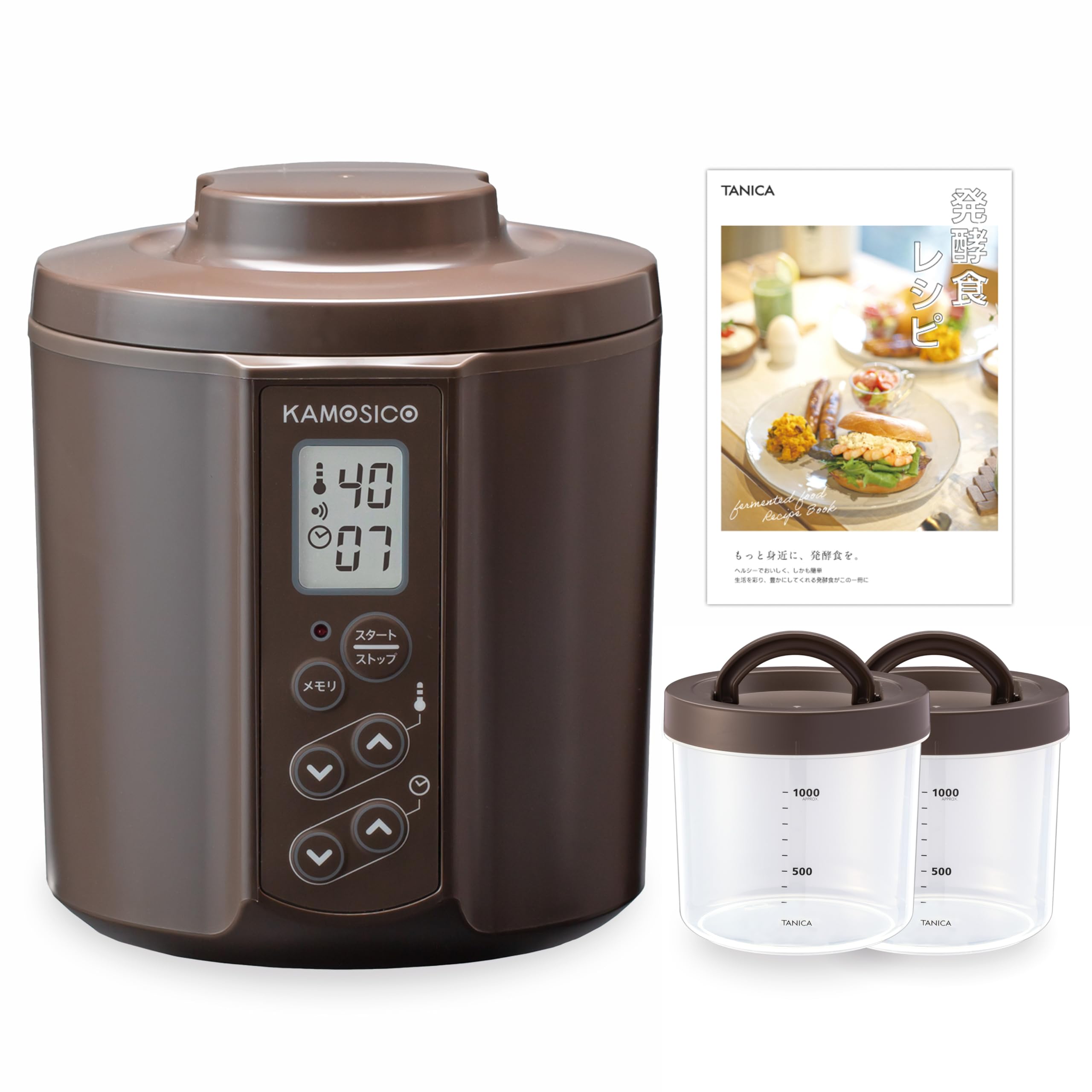 

TANICA New KAMOSICO Fermented Food Maker, 1200ml, with Temperature Control (25-70°C), Timer, and Buzzer, KS-02SC