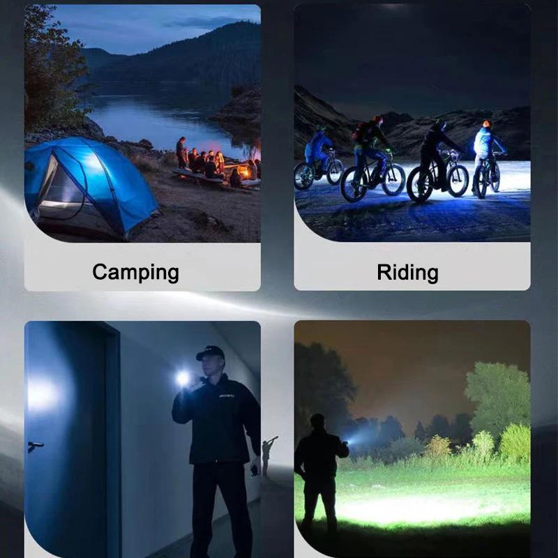 High Power LED Flashlights Camping Torch With 7 Lamp Beads And COB Side Light Rechargeable Portable Hand Lantern 4 Lighting Mode