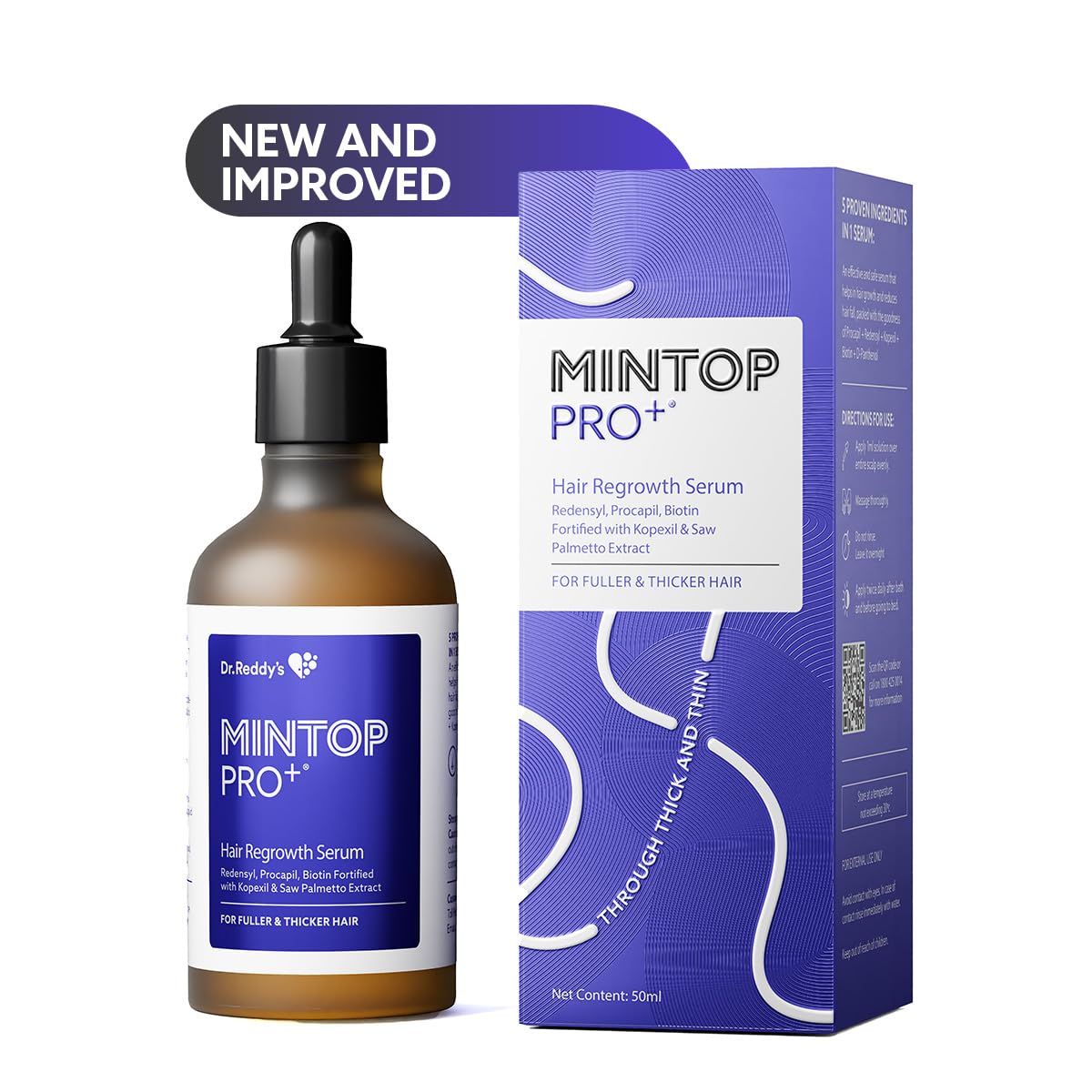 Dr Reddys Mintop Pro Plus Сыворотка для роста волос 50 мл для контроля выпадения волос и питания кожи головы