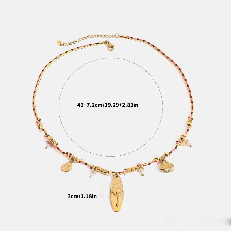 Bohemian Fish Pendant Adjustable Braided Cord Necklace Jewelry Gold Copper Oceanics Charm for Women