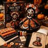Day Of The Dead Handmade Skull Doll DIY Kit Patchwork Sewing Craft Set for Adult Hobbyist Halloween Party Decor Creative Gift
