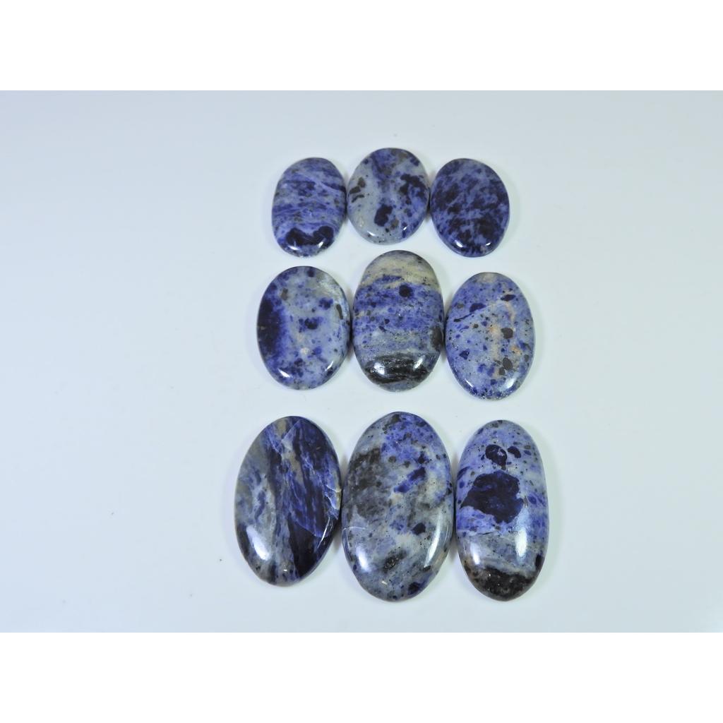 363Cts. Natural Blue Sodalite Oval Cabochon Loose Gemstone 09Pcs Lot 33-41MM C-1498