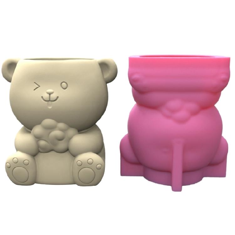 

Succulent Planter Silicone Mold Cute Little Bear Flower Pot Concrete Mold DIY Flower Vase Epoxy Resin Casting Tool 1