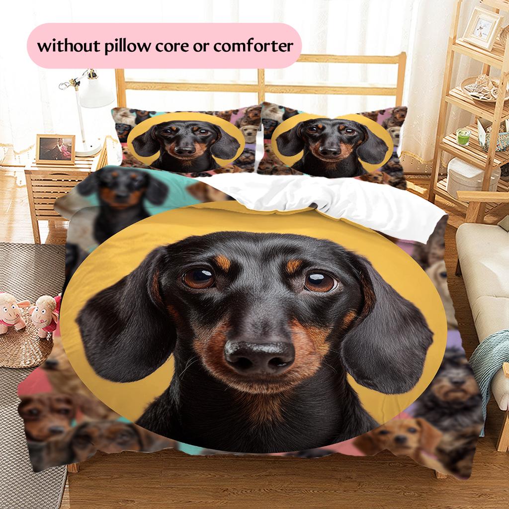 Colorful Dachshund Pattern Bedding Home Decoration Birthday Gift (1 * duvet cover + 2 * pillowcase, without core)