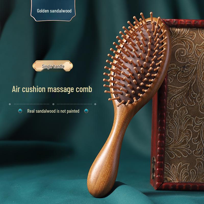 

Расческа-подушка из сандалового дерева, антистатическая, для женщин - Портативная массажная расческа для длинных волос