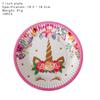 Unicorn Kids Wreath Birthday Party Supplies Tableware Plates Cup Fork Tablecloth