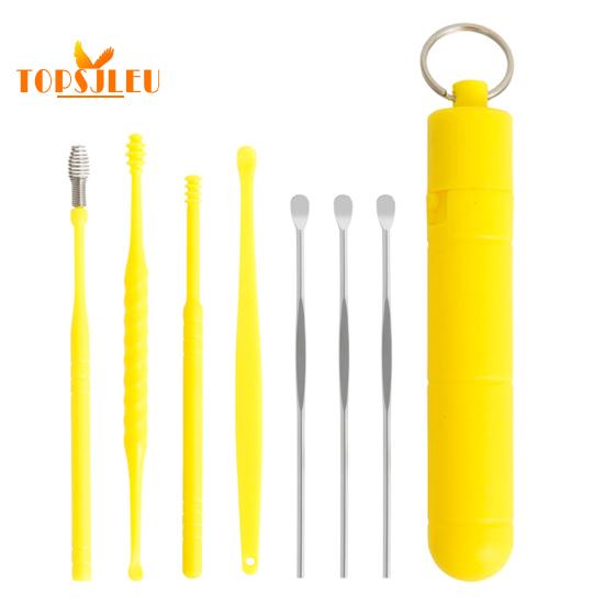 

7 шт./компл. средство для удаления ушной серы, удобный портативный инструмент с двойной головкой для ушей с длительным сроком службы для взрослых, товары для дома жёлтый