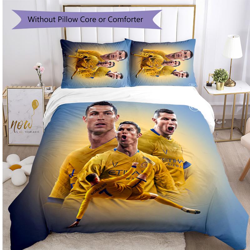 Cristiano Ronaldo Aufdruck Bettwäsche 3-teiliges Set Gemütliches Atmungsaktives Bettbezug-Set als Einweihungs-Feiertagsgeschenk