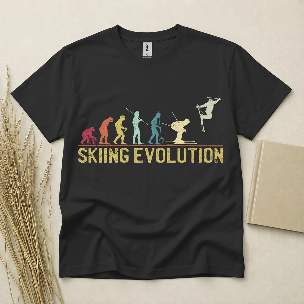 Skiing Evolution Children's Children's Children's T Children's T-shirt Funny Skier Gift Winter Sports Tee Gildan Cotton Top