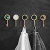 1PCS Brass Free Perforated Gold Hook Nordic Metal Drawing Strong Load-bearing Glue Hook Wall Creative Coat Hook