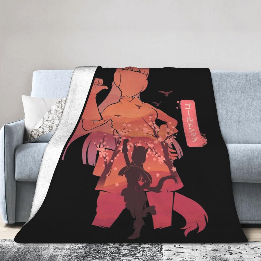 Gold Ship Uma Musume Anime Blanket Flannel Textile Decor Portable Warm Throw Blanket for Home Outdoor Bedspread