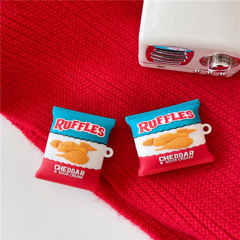 3D Cheddar Potato Chips Food Shockproof Protective Earphone Silicone Cover For Airpods Pro 2 Case For Kids Boys Girls Funda