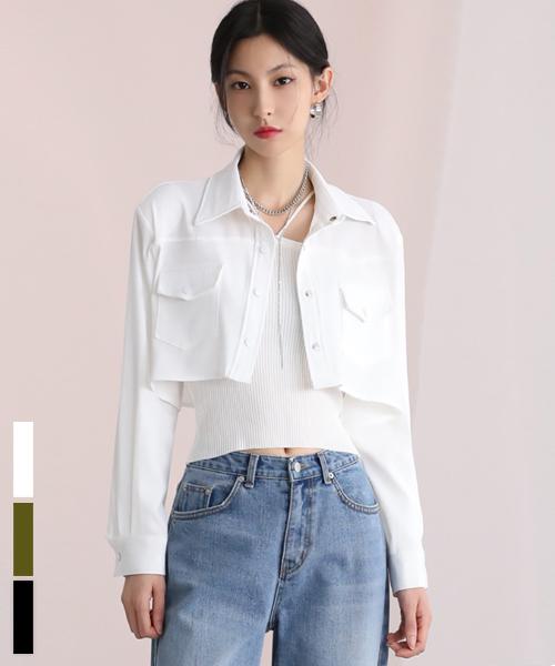Urban Dress Arena Pocket Crop Shirt - 3Col White/Black Free