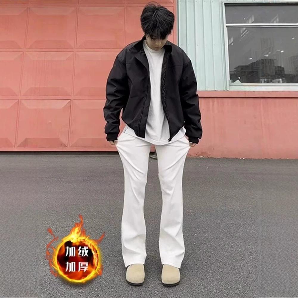 New velvet autumn and winter jeans men's cleanfit American straight tube slightly stretched and slim casual long pants