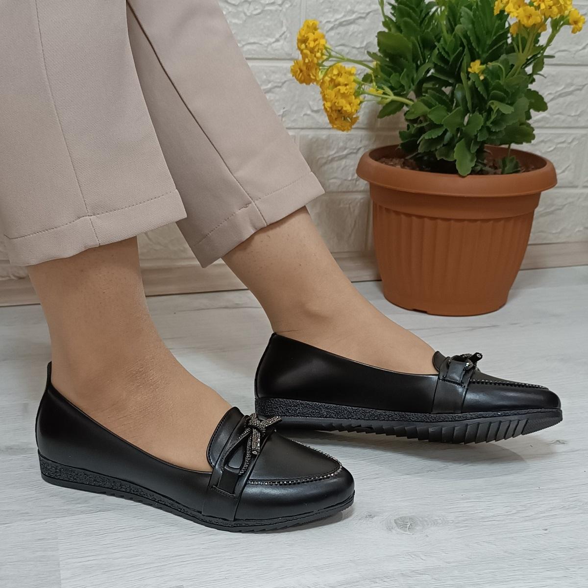 

Fiyra 4012 Нескользящие женские балетки ручной работы с черной каменной лентой