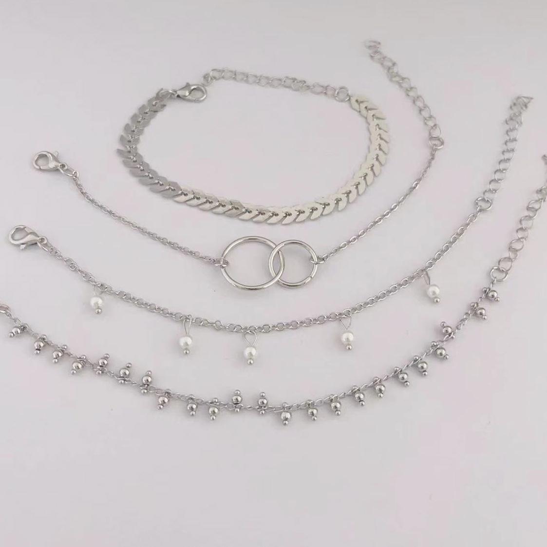 

Геометрический браслет-подвеска с жемчугом в виде круга и стрелы: Коллекция из 4 предметов