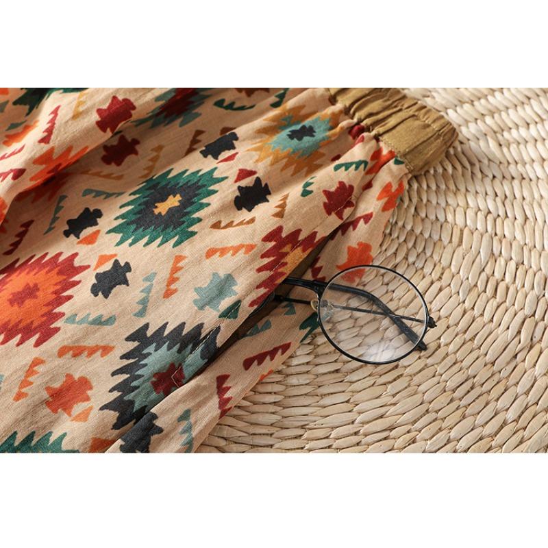 Floral Ethnic Style Casual Summer Women S Skirt Pants