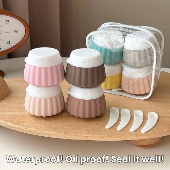 4Pcs 40ML Silicone Travel Bottle with Clear PVC Bag Leak Proof Reusable Facial Cream Lotion Sunscreen Storage Jar Portable Refillable Empty Toiletries