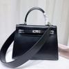 Haute couture version first layer box cowhide second generation Keli bag genuine leather women's bag commuter handbag shoulder messenger bag
