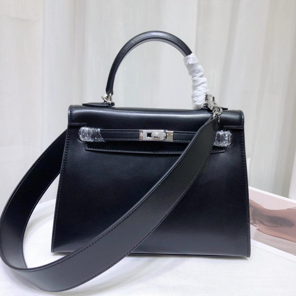 Haute couture version first layer box cowhide second generation Keli bag genuine leather women's bag commuter handbag shoulder messenger bag