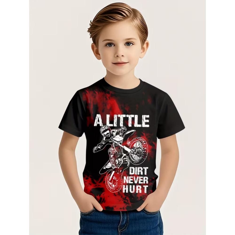 Funny Motorcycle Rider Print Men's Short Sleeves T-Shirt Loose Casual Summer Outdoor Street Men's and Women's Tees Tops