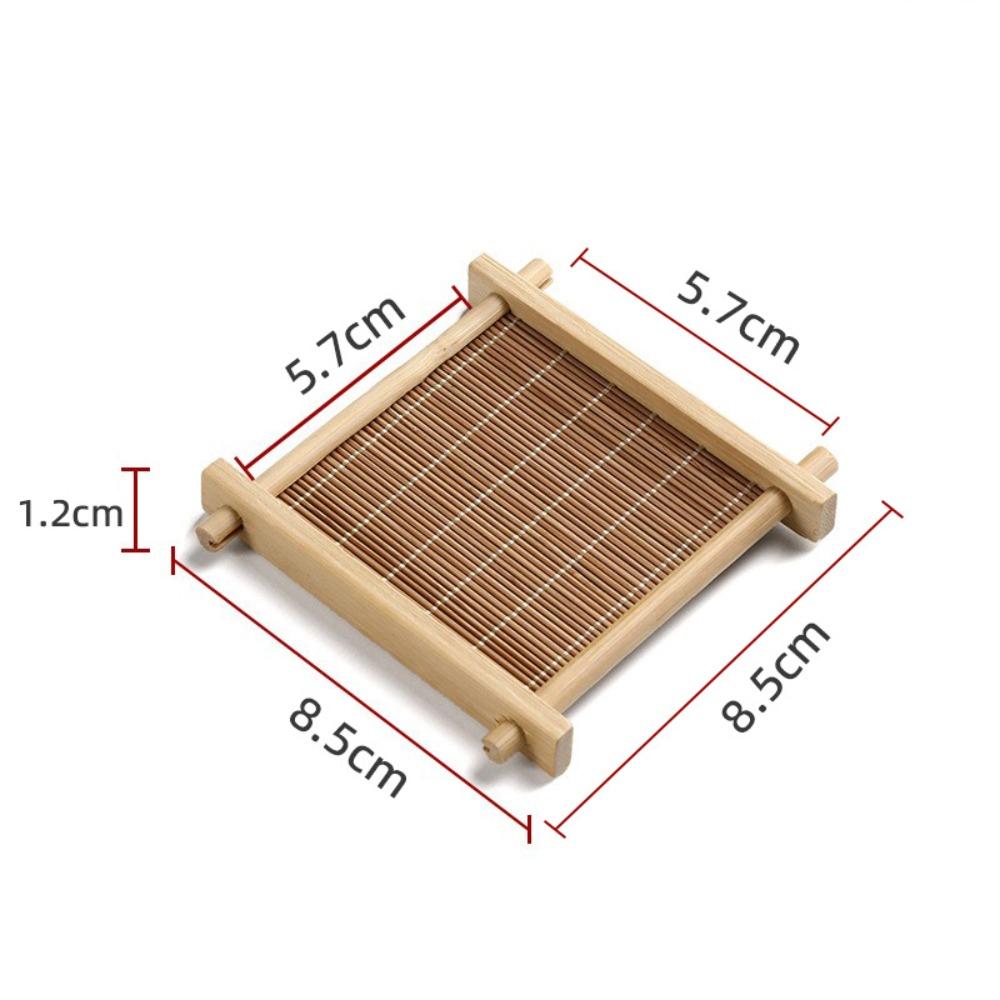 New Bamboo Teacup Pad Square Heat-resistant Heat Insulated Coasters Retro Tea Trays