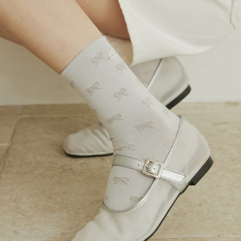 

ADAUL Ribbon pattern cloud charm socks - 3color White